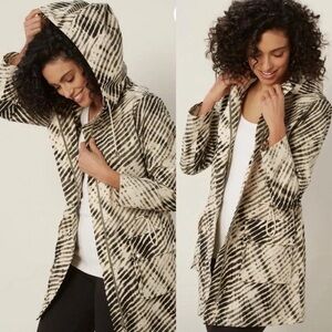 Soft Surroundings Go Lively Shibori Hooded Anorak Jacket Size L Zip Snaps Lined